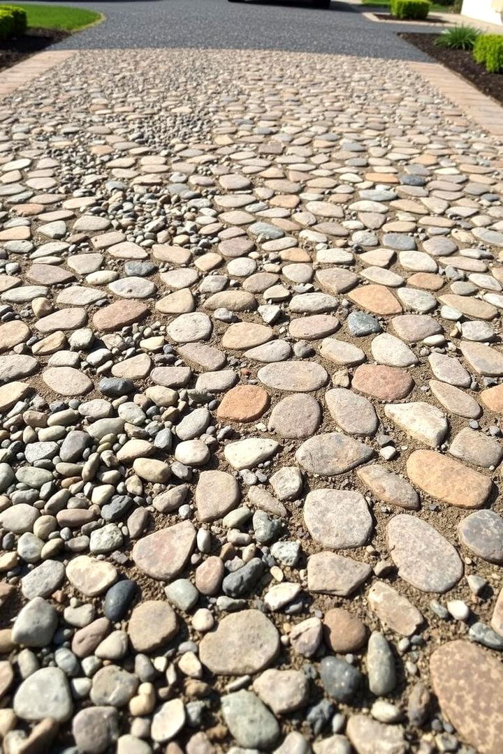 Pebble and Gravel Patterns for Texture - 22 Driveway Landscape Ideas