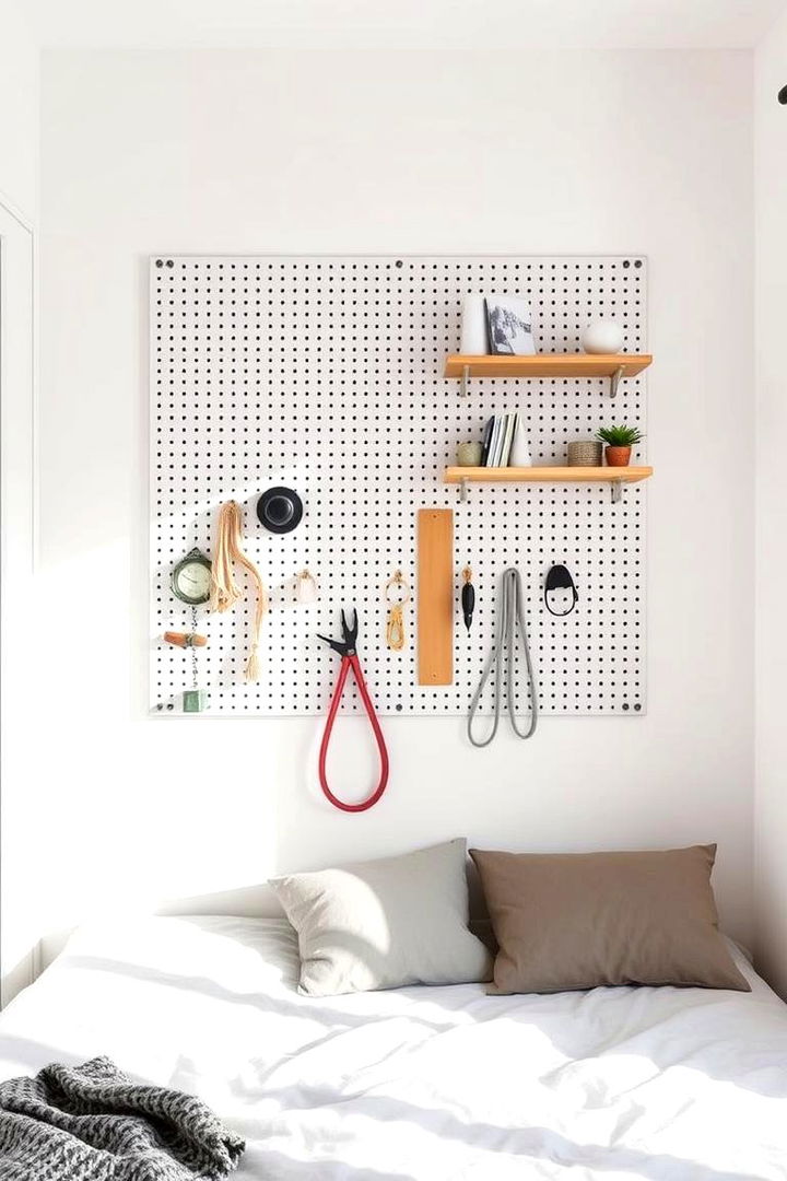 Pegboard Organizer - 22 small bedroom storage ideas