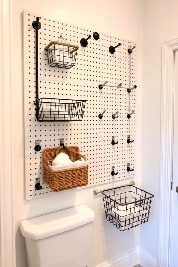 Pegboard Wall Systems for Adaptable Organization - 22 Bathroom Wall Storage Ideas