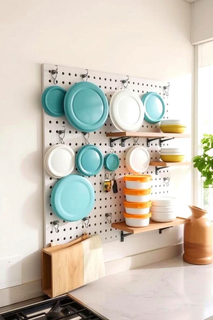 Pegboard for Tupperware - 22 Tupperware Organization Ideas