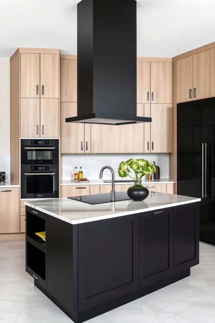 Perfect Contrast and Balance - 22 Black Kitchen Islands