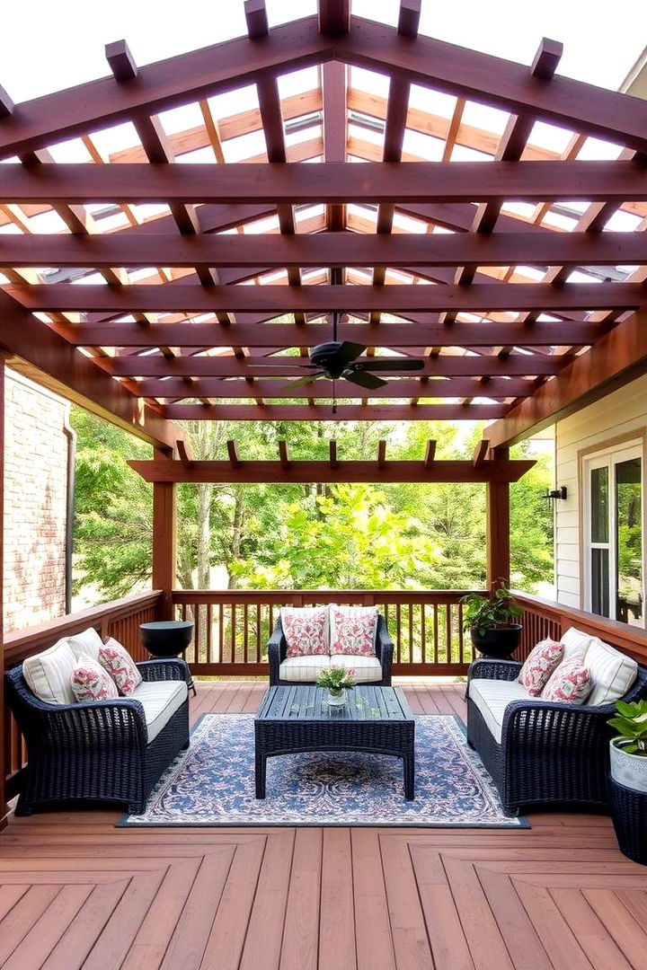 Pergola Enhanced Deck - 22 Ground Level Deck Ideas