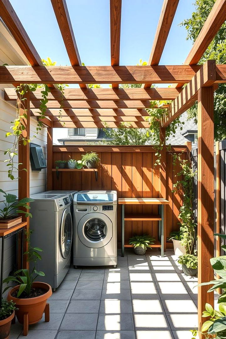 Pergola Integrated Laundry Space - 22 Outdoor Laundry Area Design Ideas