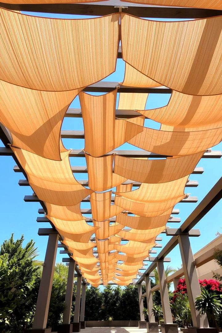 Pergola with Cascading Above the Top Canopies - 22 Pergola Shade Ideas