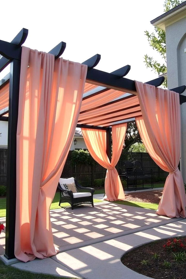 Pergola with Drapes for Creative Separation - 22 Backyard Privacy Ideas