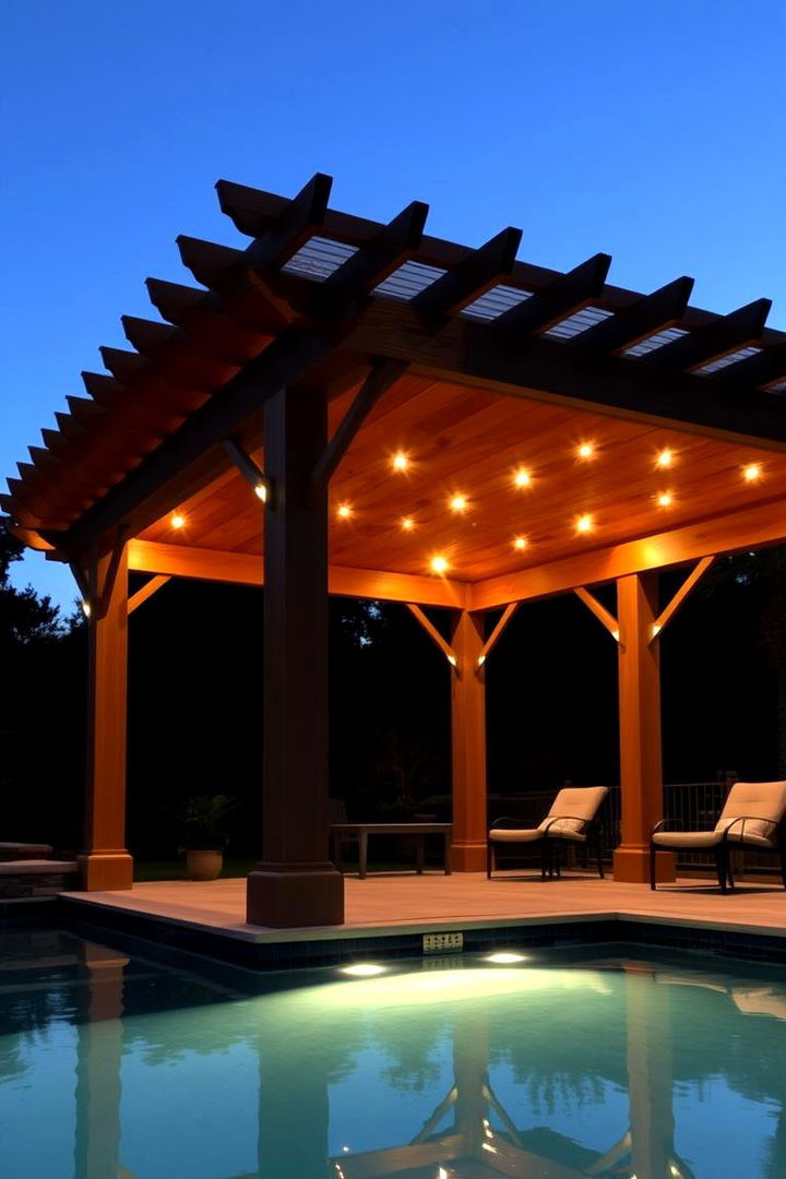 Pergola with Integrated Lighting - 22 Pool Shade Ideas