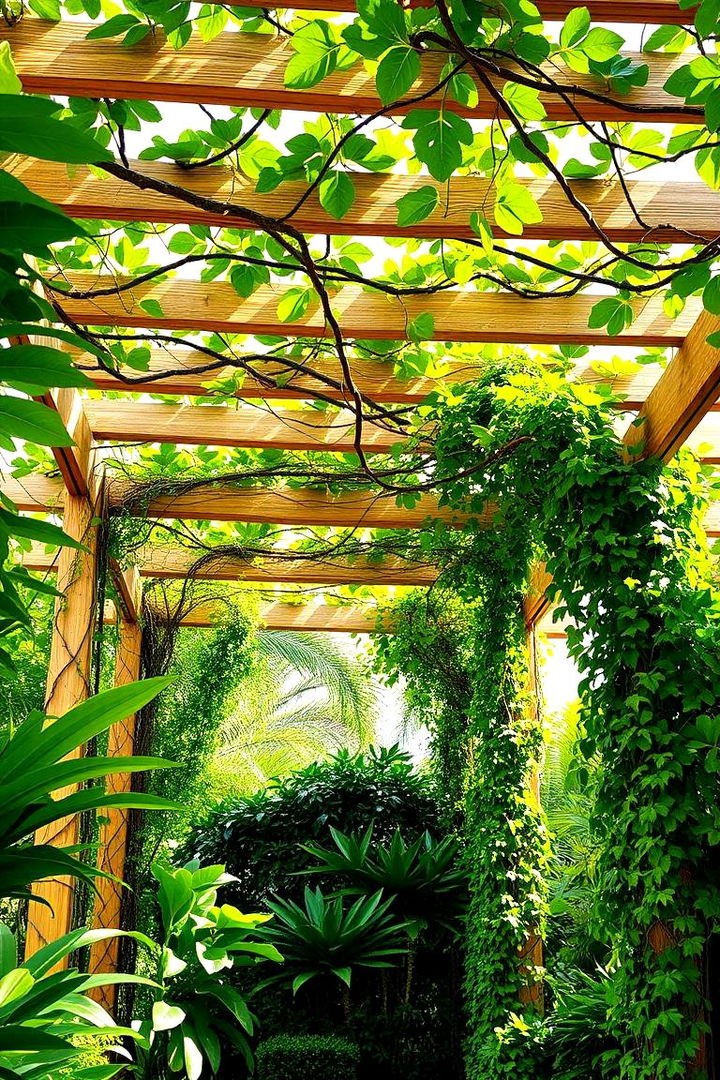 Pergola with Tropical Greenery - 22 Pergola Shade Ideas