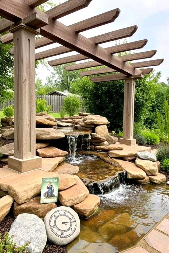 Pergola with Water Feature - 22 Patio Pergola Ideas