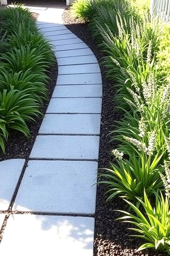 Perimeter Planting Integrated Walkways - 22 Concrete Paver Walkway Ideas