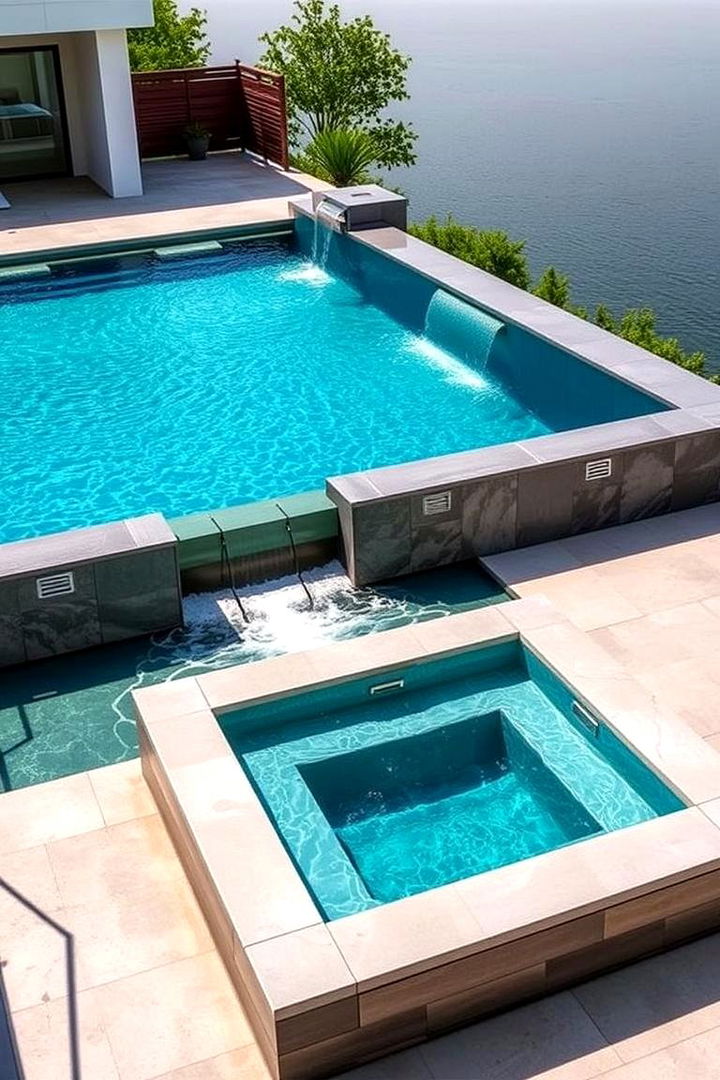 Personal Infinity Pool and Hot Tub Hybrid - 22 Sunken Hot Tub Ideas