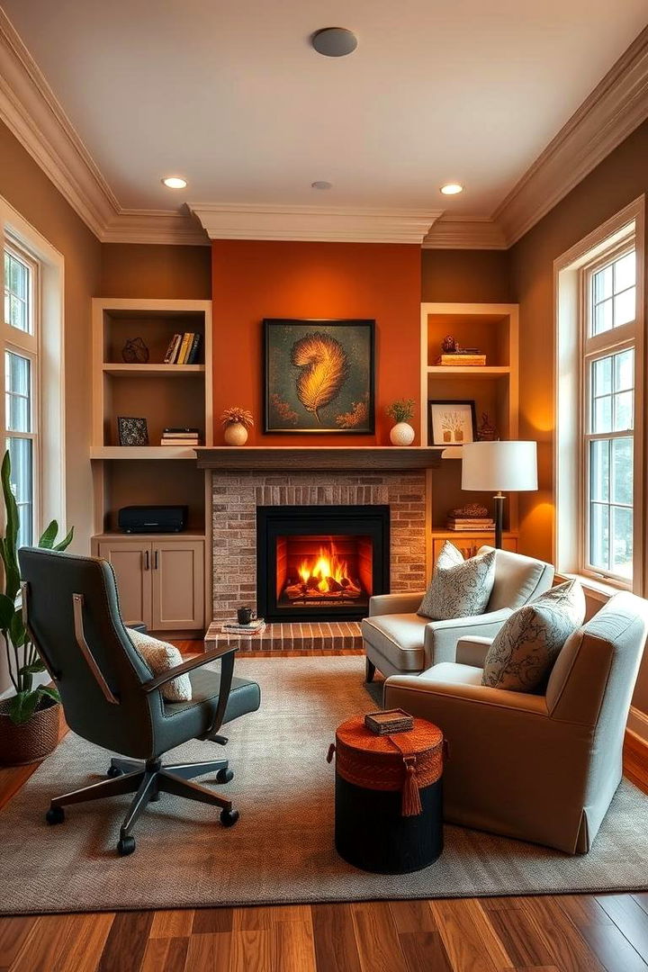 Personal Retreat Privacy and Productivity - 22 Home Office With Fireplace Ideas
