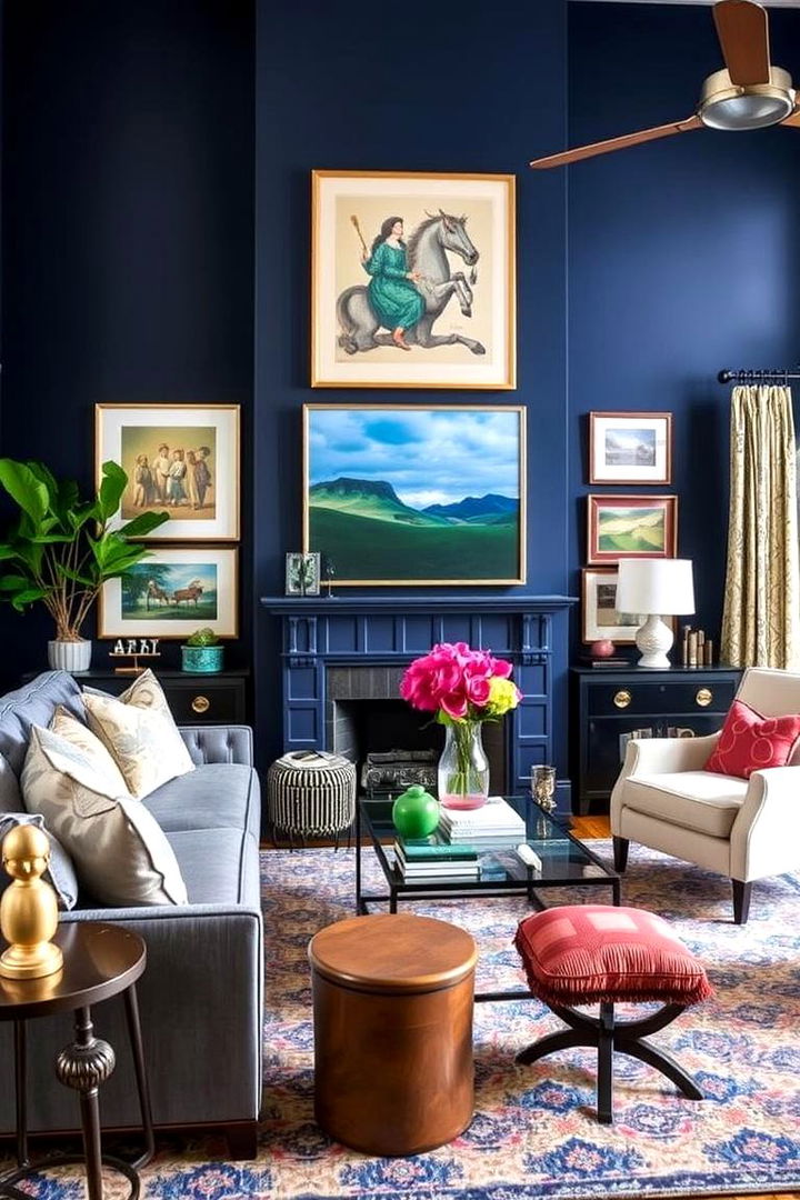 Personalized Accents - 22 Navy Blue Living Room Ideas