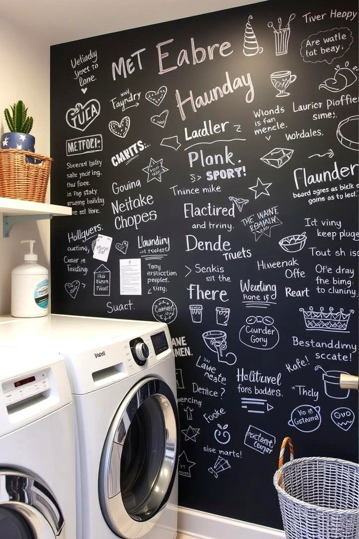 Personalized Chalkboard Walls - 22 Boho Laundry Room Ideas