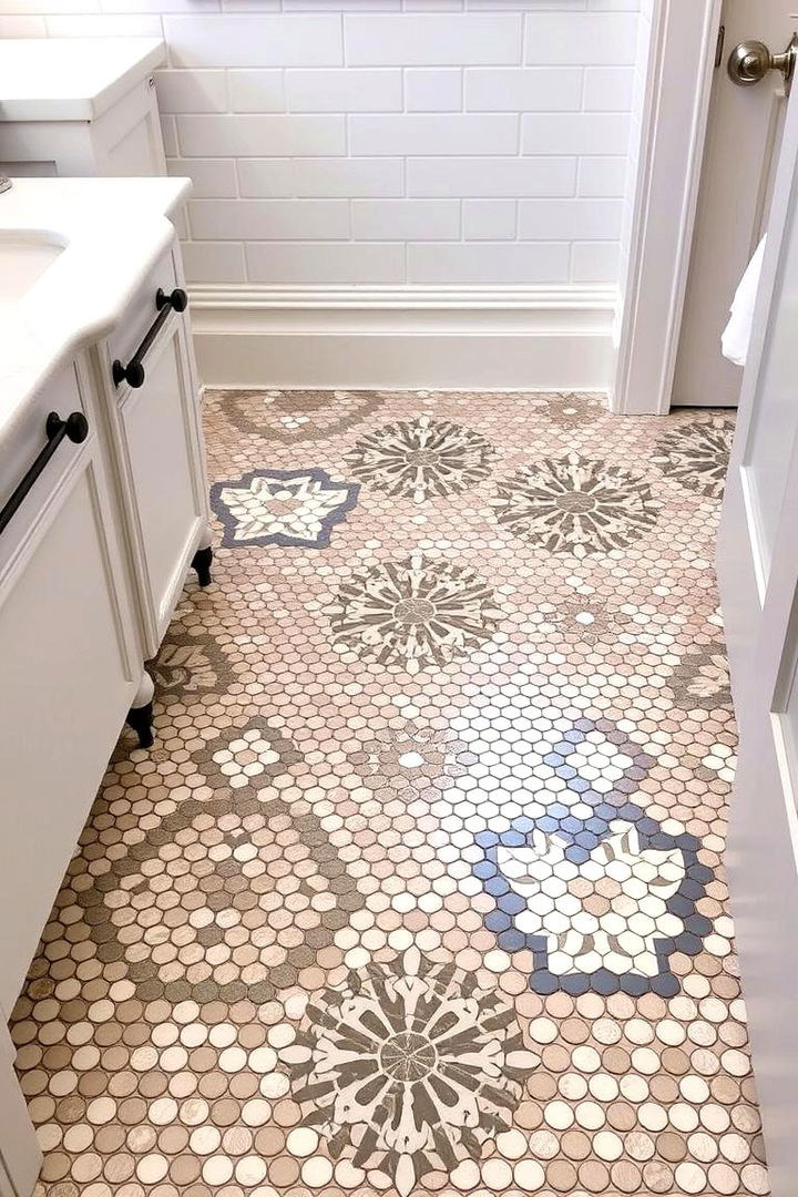 Personalized Custom Patterns - 22 Penny Tile Bathroom Floor Ideas