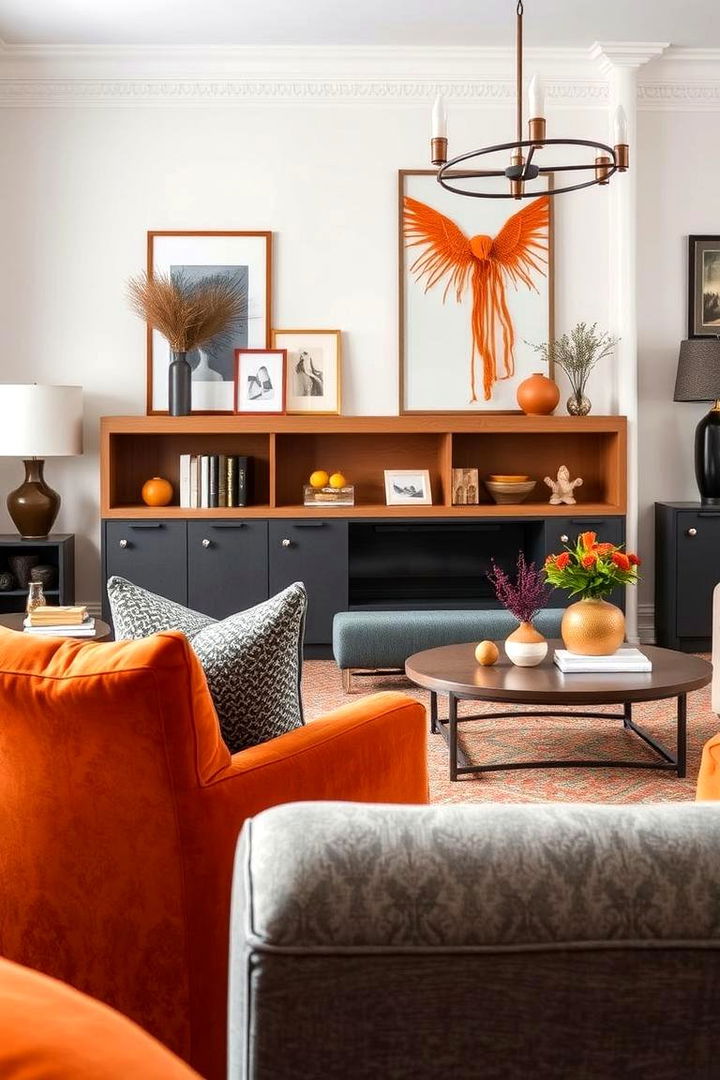 Personalized Custom Touches - 22 Orange and Grey Living Room Ideas