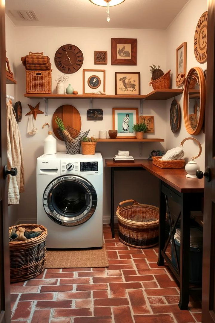 Personalized Decor with Handcrafted Touches - 22 Brick Floor Laundry Room Ideas