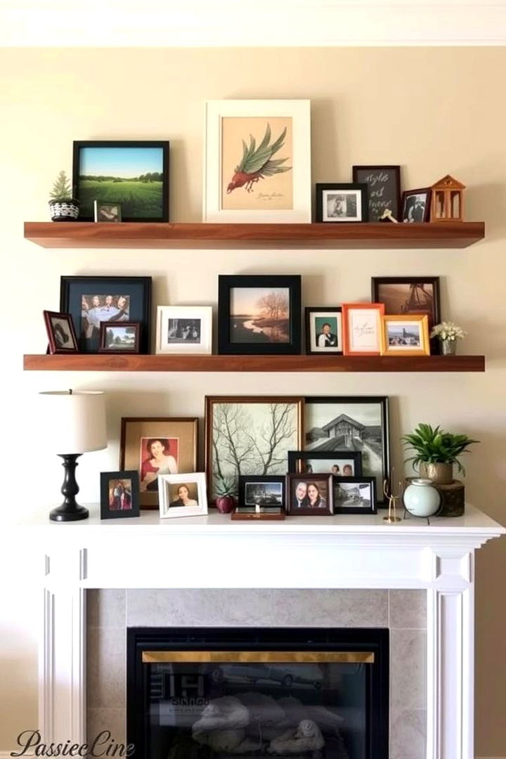 Personalized Display Zones - 22 Fireplace Floating Shelves Design Ideas