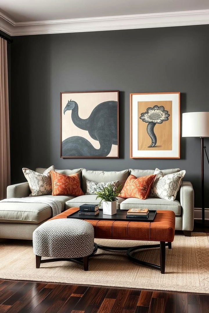 Personalized Finishing Touches - 22 Grey Living Room With Dark Wood Floors