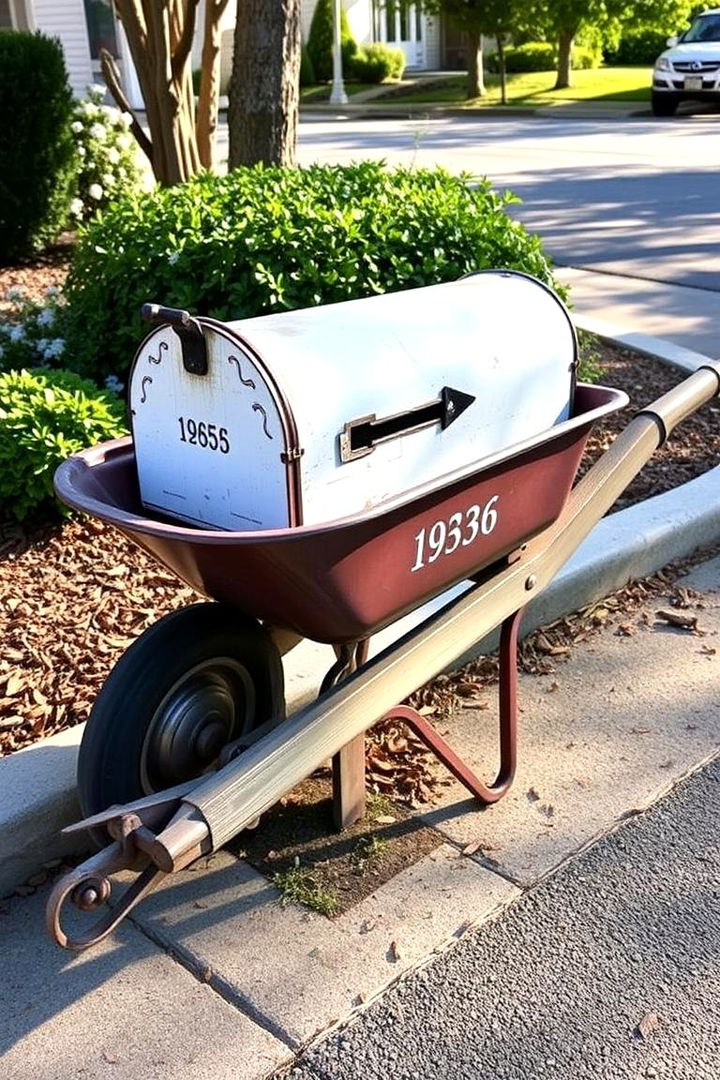 Personalized Mailbox Creation - 22 Old Wheelbarrow Ideas