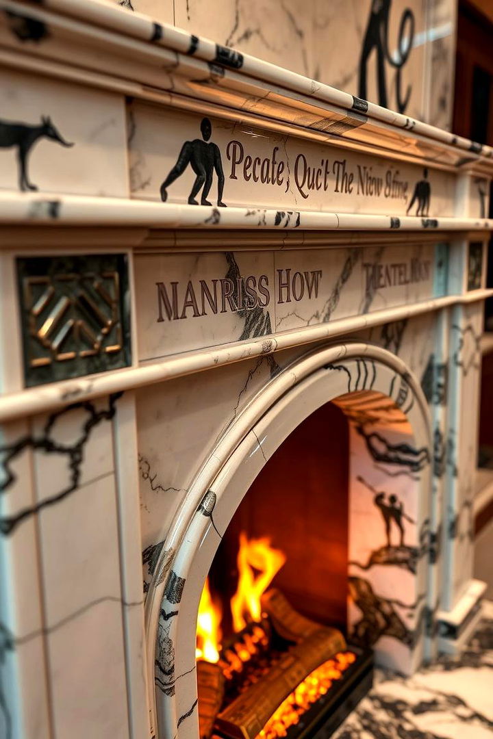 Personalized Marble Artwork Focus - 22 Marble Fireplace Ideas
