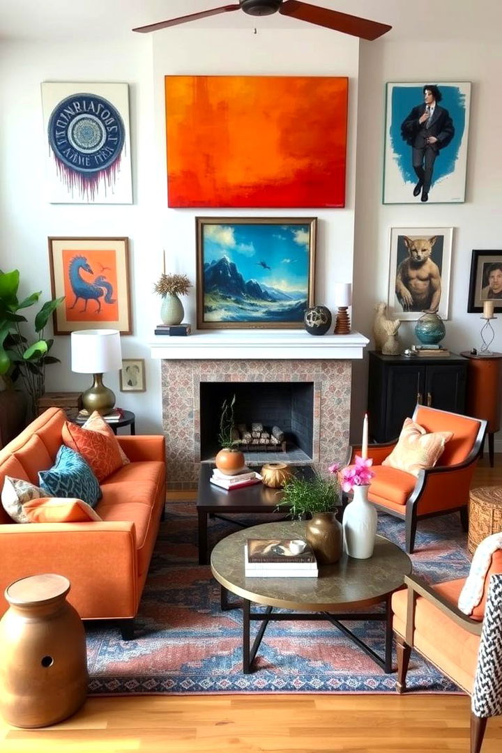 Personalized Statement Decor - 22 orange and blue living room ideas