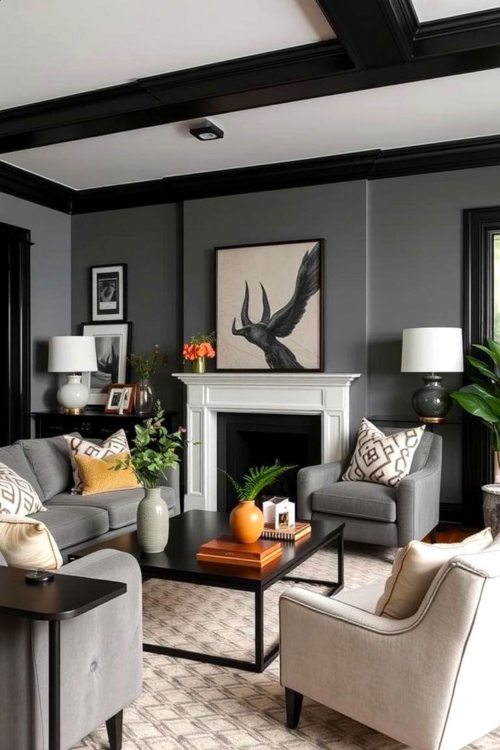 Personalized Style Statements - 22 living room grey walls black trim