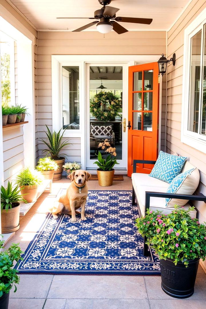 Pet Patio with Outdoor Rug - 22 Dog Balcony Ideas