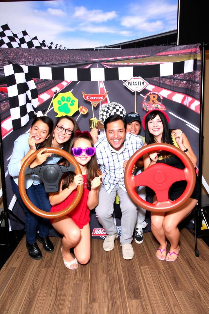 Photo Booth with Car Props - 22 Hot Wheels Birthday Party Ideas