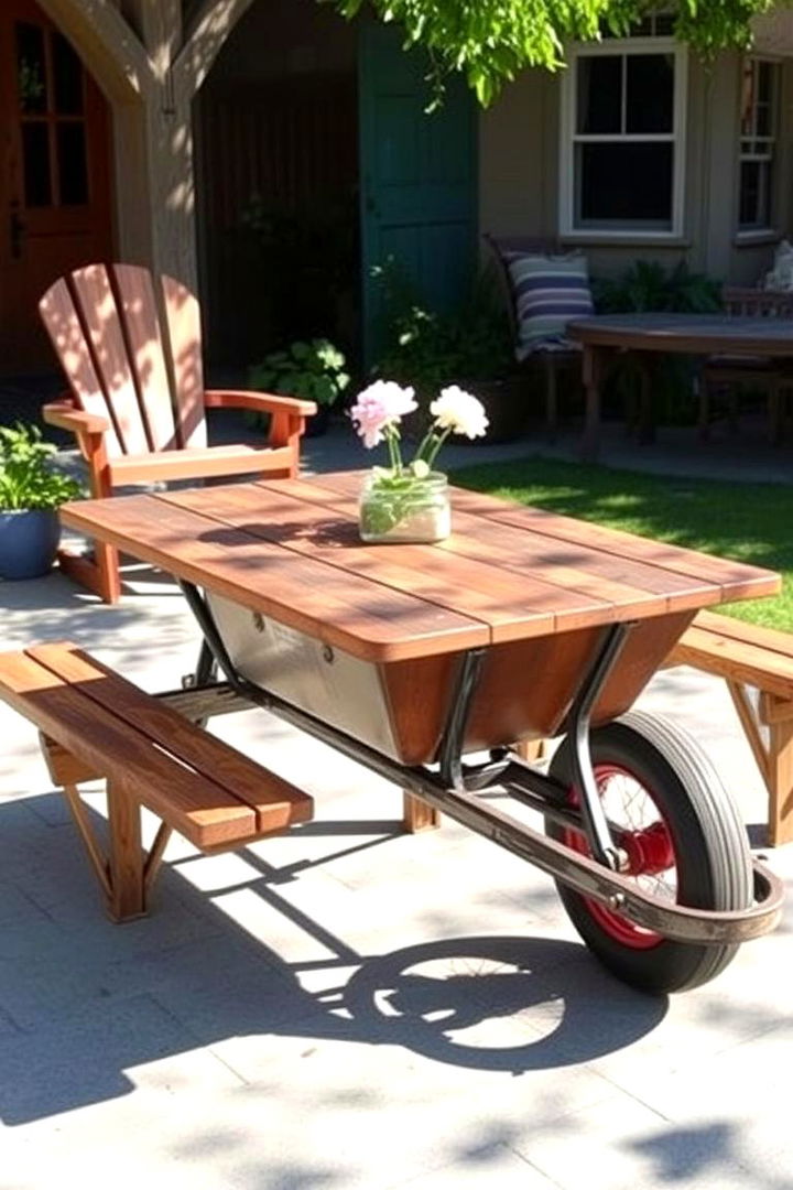 Picnic Table Reinvention - 22 Old Wheelbarrow Ideas