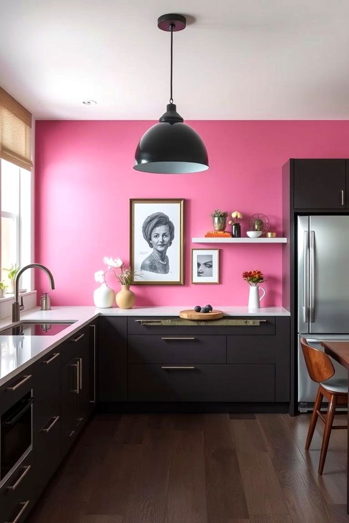 Pink Accent Walls - 22 Pink Kitchen Ideas