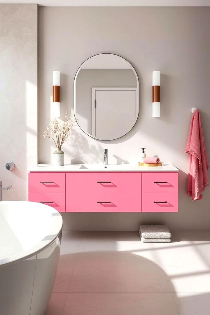 Pink Accented Vanity Statement - 22 Pink Bathroom Ideas