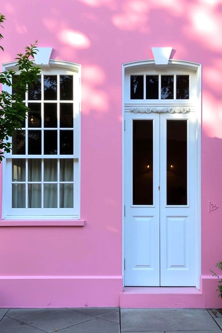 Pink Accents with White Trim - 22 Pink House Exterior Ideas