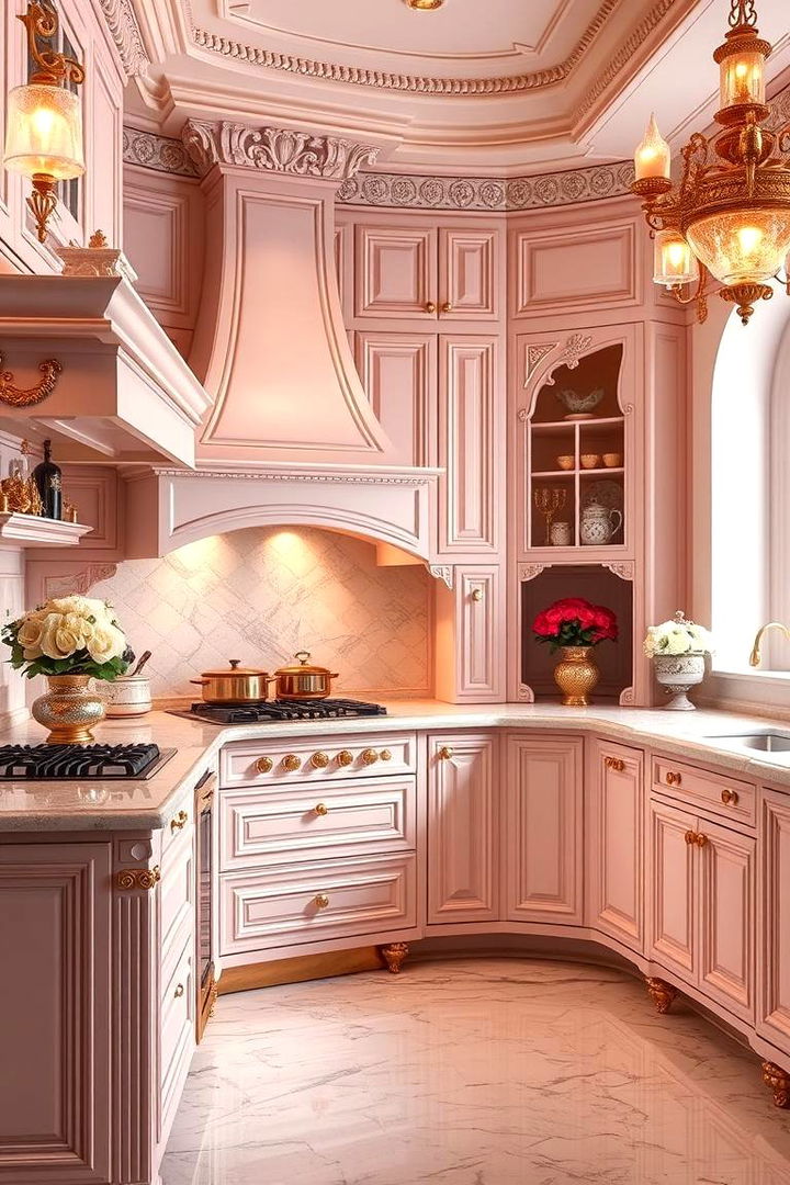 Pink and Gold Combination - 22 Pink Kitchen Ideas