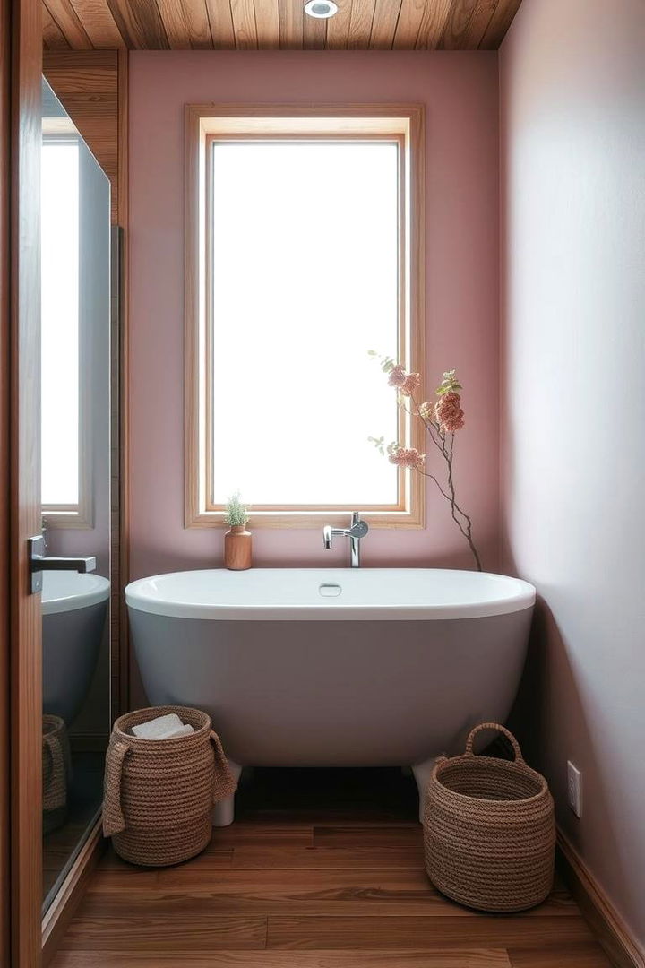 Pink and Wood Harmony - 22 Pink Bathroom Ideas