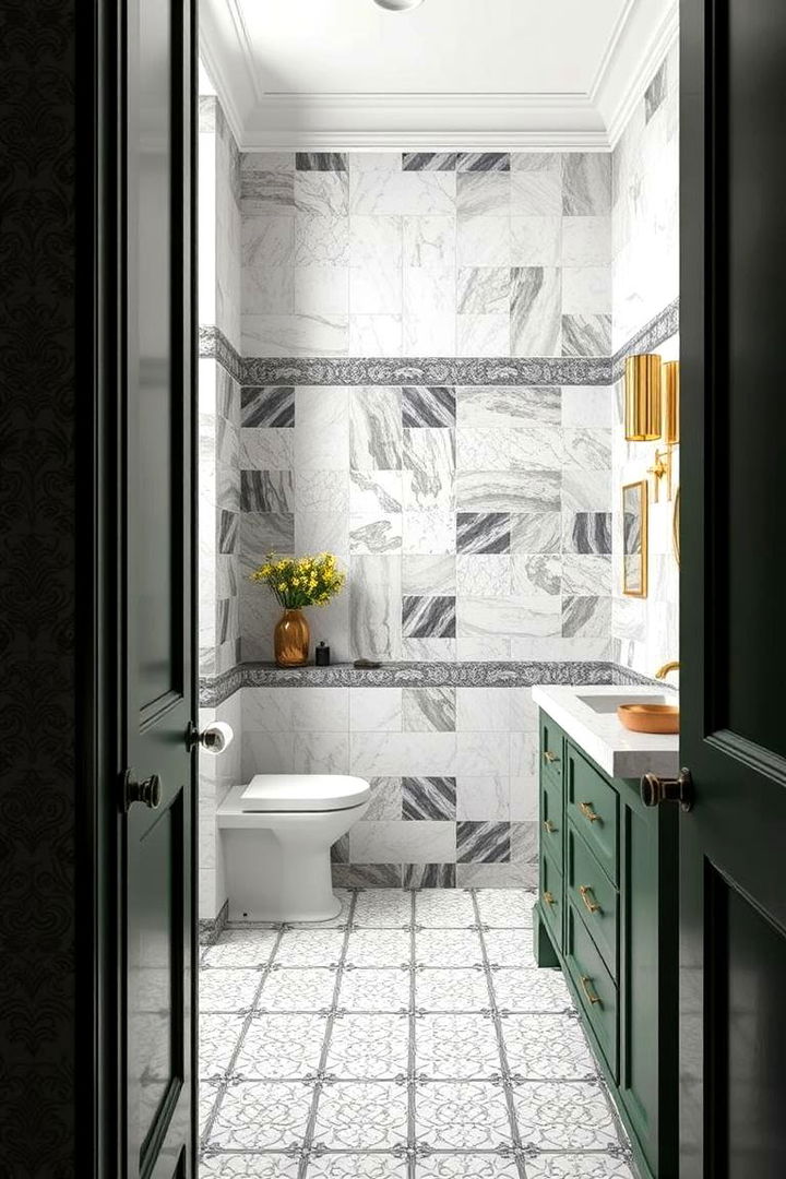 Planned Space Using Tiles - 22 Bathroom With Green Vanity