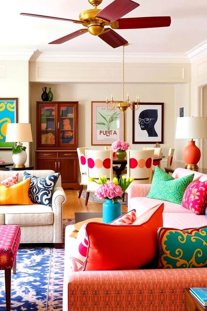 Playful Accessories and Bold Statements - 22 Living Room Dining Room Combos