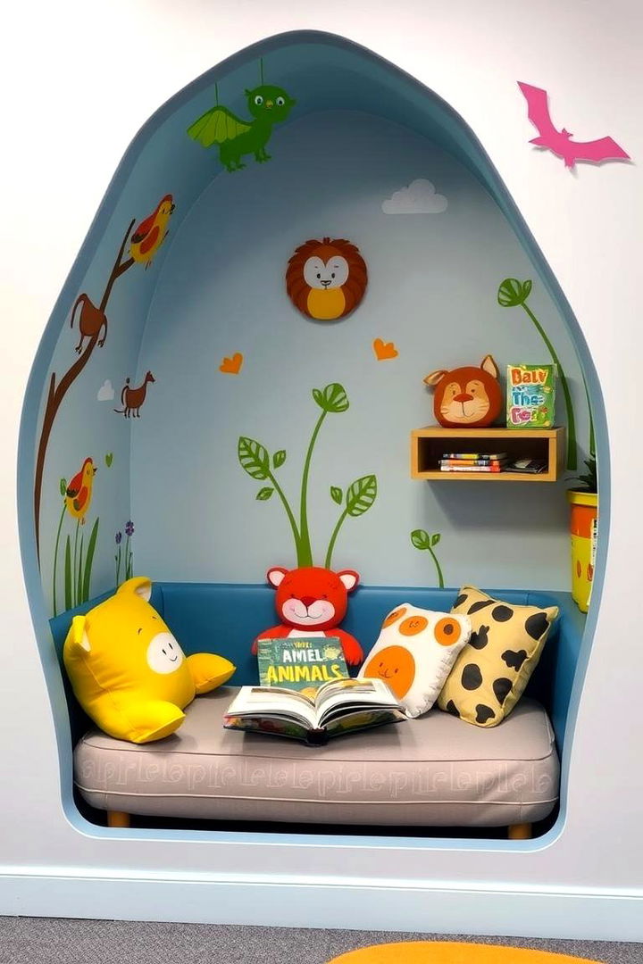 Playful Animal Theme Nook - 22 kids reading nook ideas