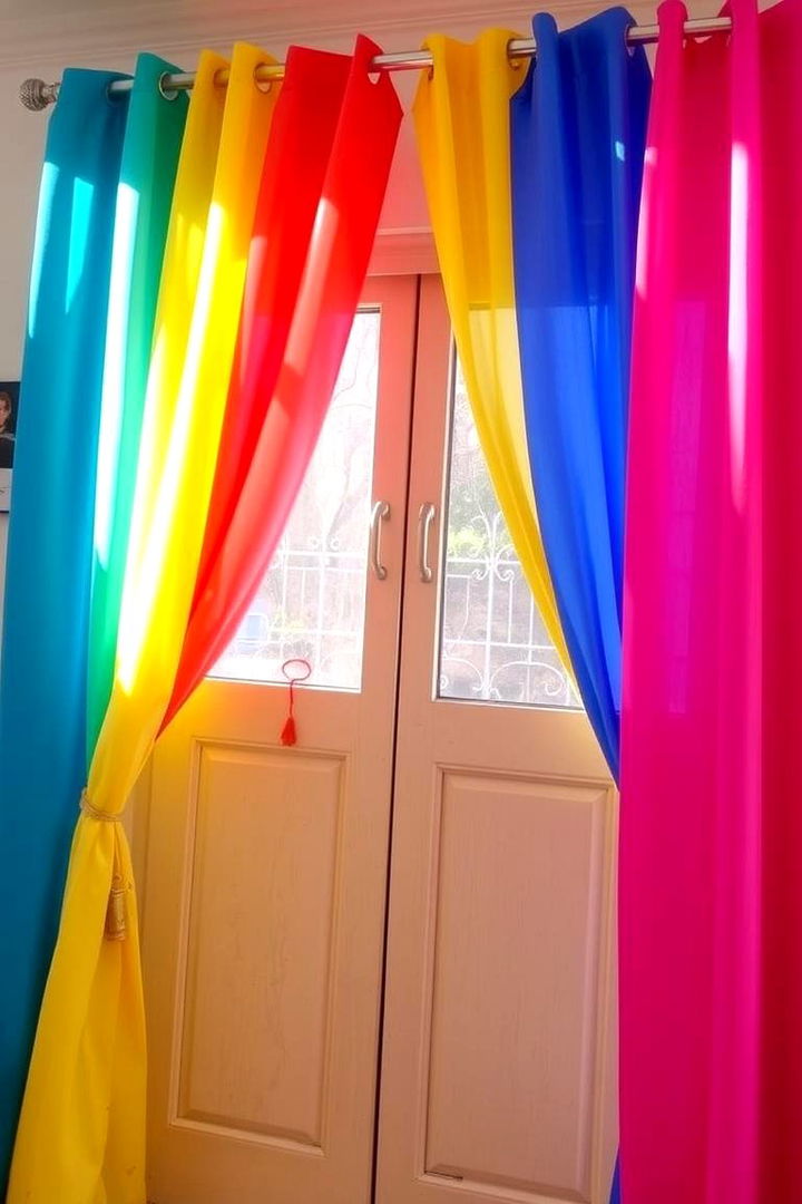 Playful Color Pop Accents - 22 Sliding Door Curtain Ideas