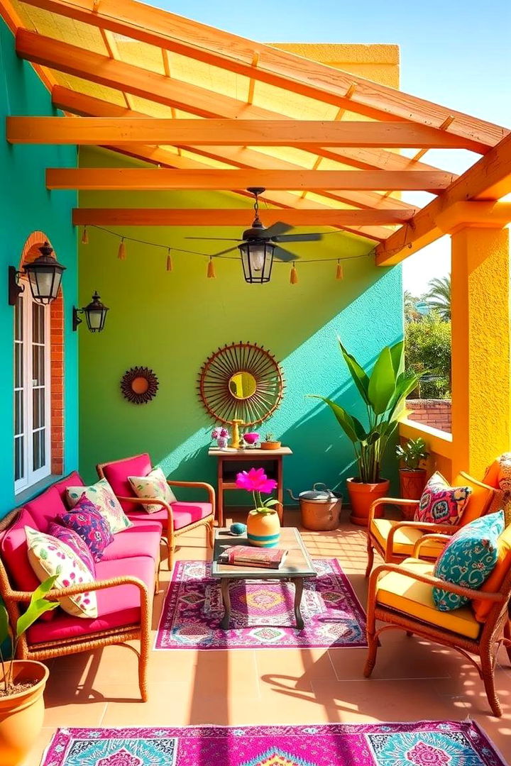 Playful Color Schemes - 22 Boho Patio Ideas