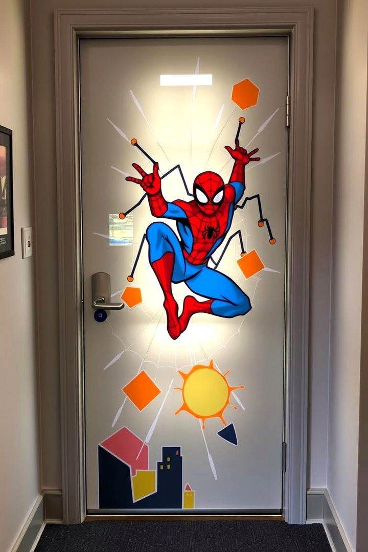 Playful Door Art - 22 Spiderman Room Decor Ideas