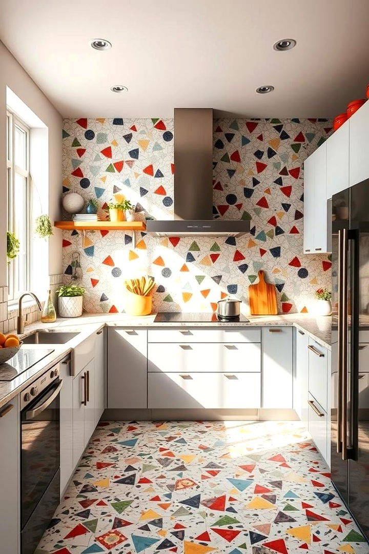 Playful Fragmented Design - 22 Terrazzo Kitchen Floor Ideas