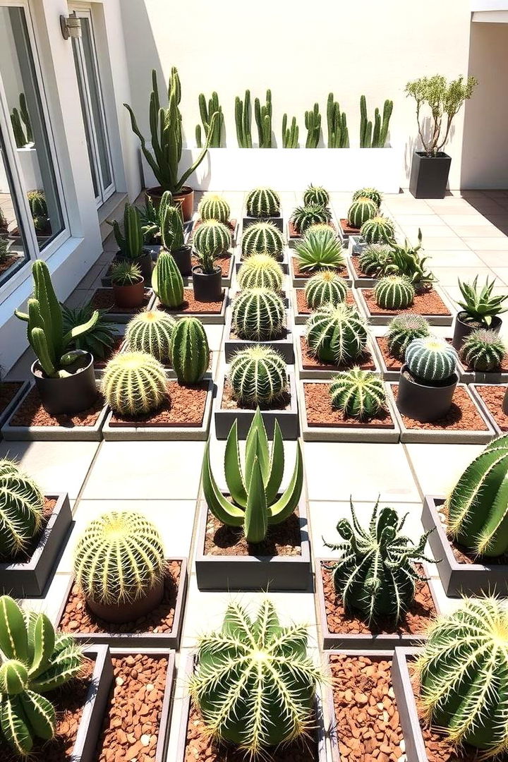 Playful Geometric Cactus Layout - 22 Cactus Garden Ideas