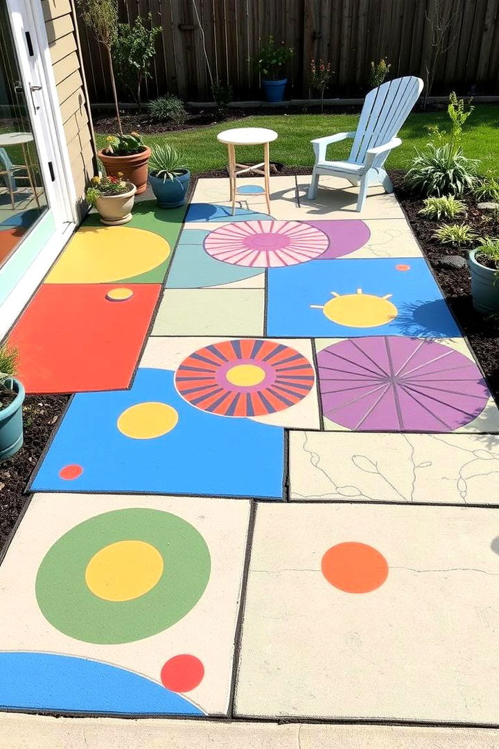Playful Graphic Adventures - 22 Painted Concrete Patio Ideas