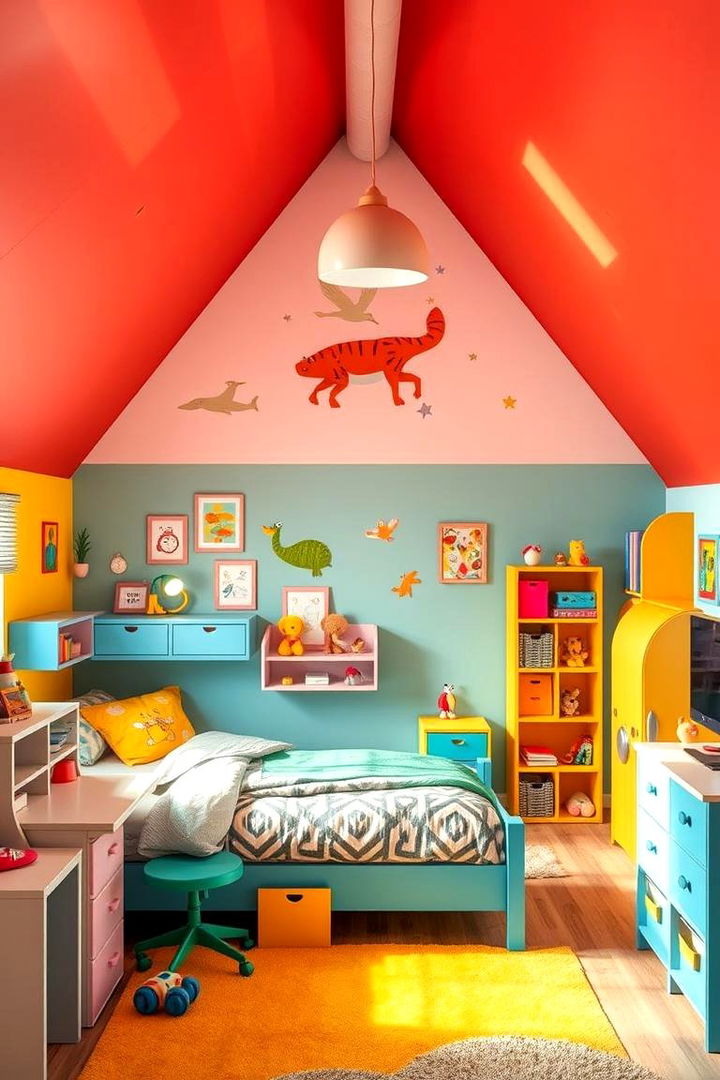 Playful Kids Attic Bedroom - 22 Attic Bedroom Ideas