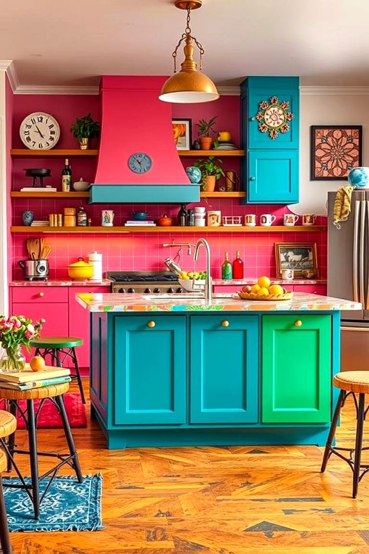 Playful Multi Color Mix - 22 Kitchen Island Color Ideas