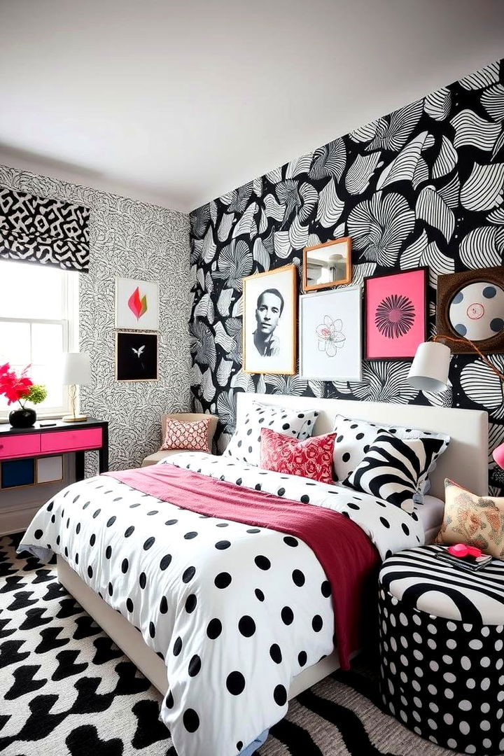 Playful Pattern Integration - 22 Feminine Black and White Bedroom Ideas