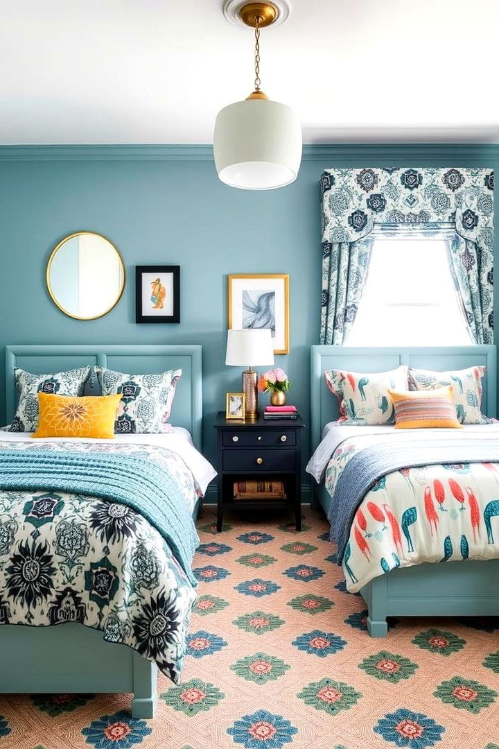 Playful Pattern Mix - 22 Duck Egg Blue Bedroom Ideas