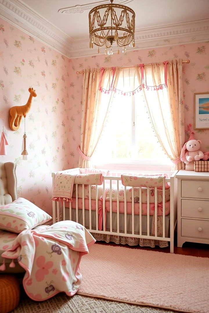 Playful Patterned Bedding - 22 Pink and Green Nursery Ideas