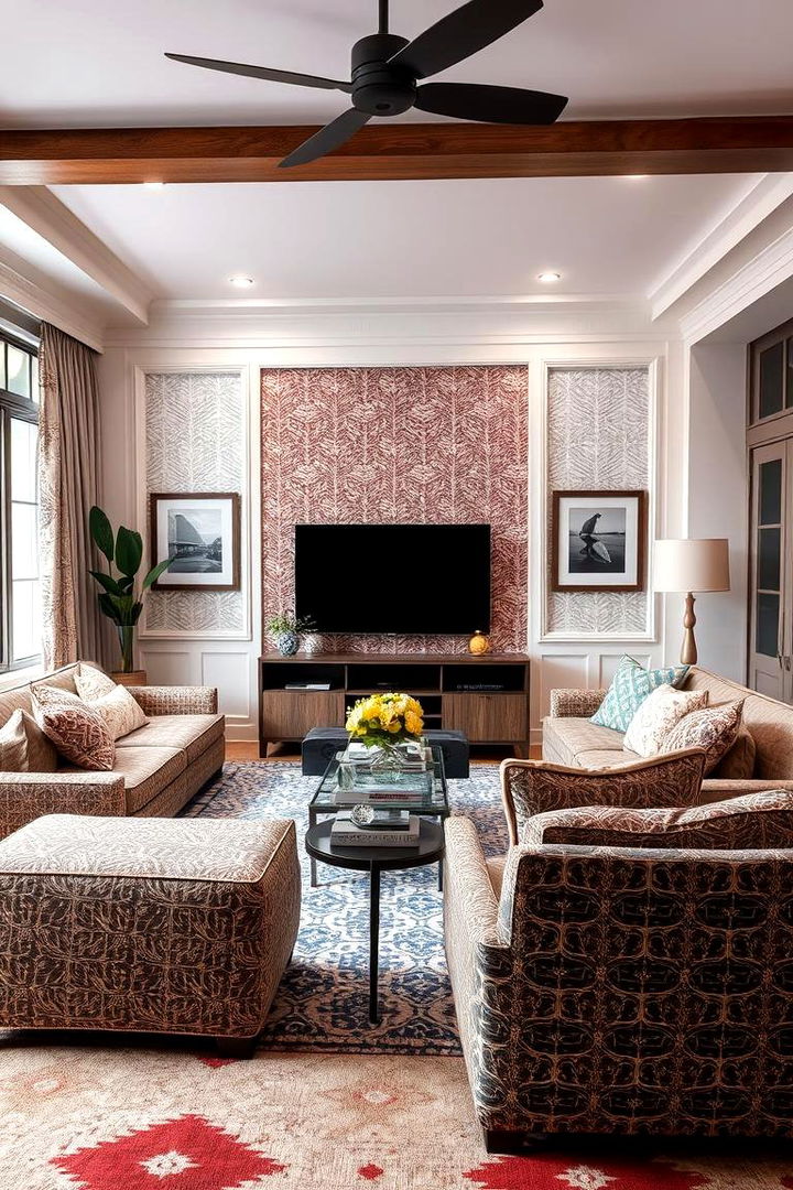Playful Patterns and Textures - 22 Small Living Room Ideas With Tv