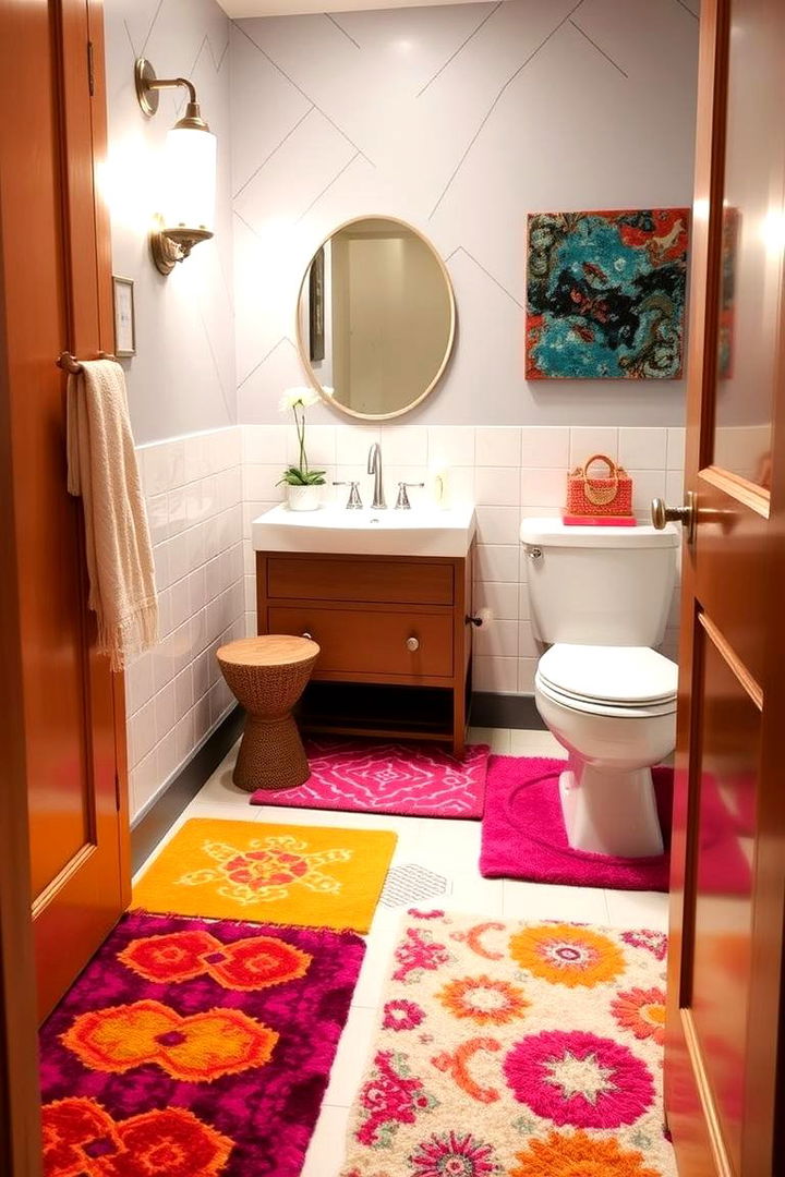 Playful Rugs and Mats That Stand Out - 22 Eclectic Powder Room Ideas